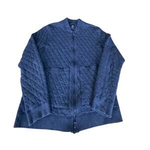 Johnnie-O Bently Quilted Baseball Jacket Full Zip Large Mens Blue Bomber Coat